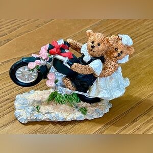 Wedding Bear Motorcycle Cake Topper - White & Black